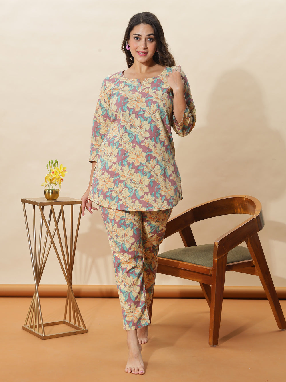 Lemon Spice Cotton Coord Set for Women