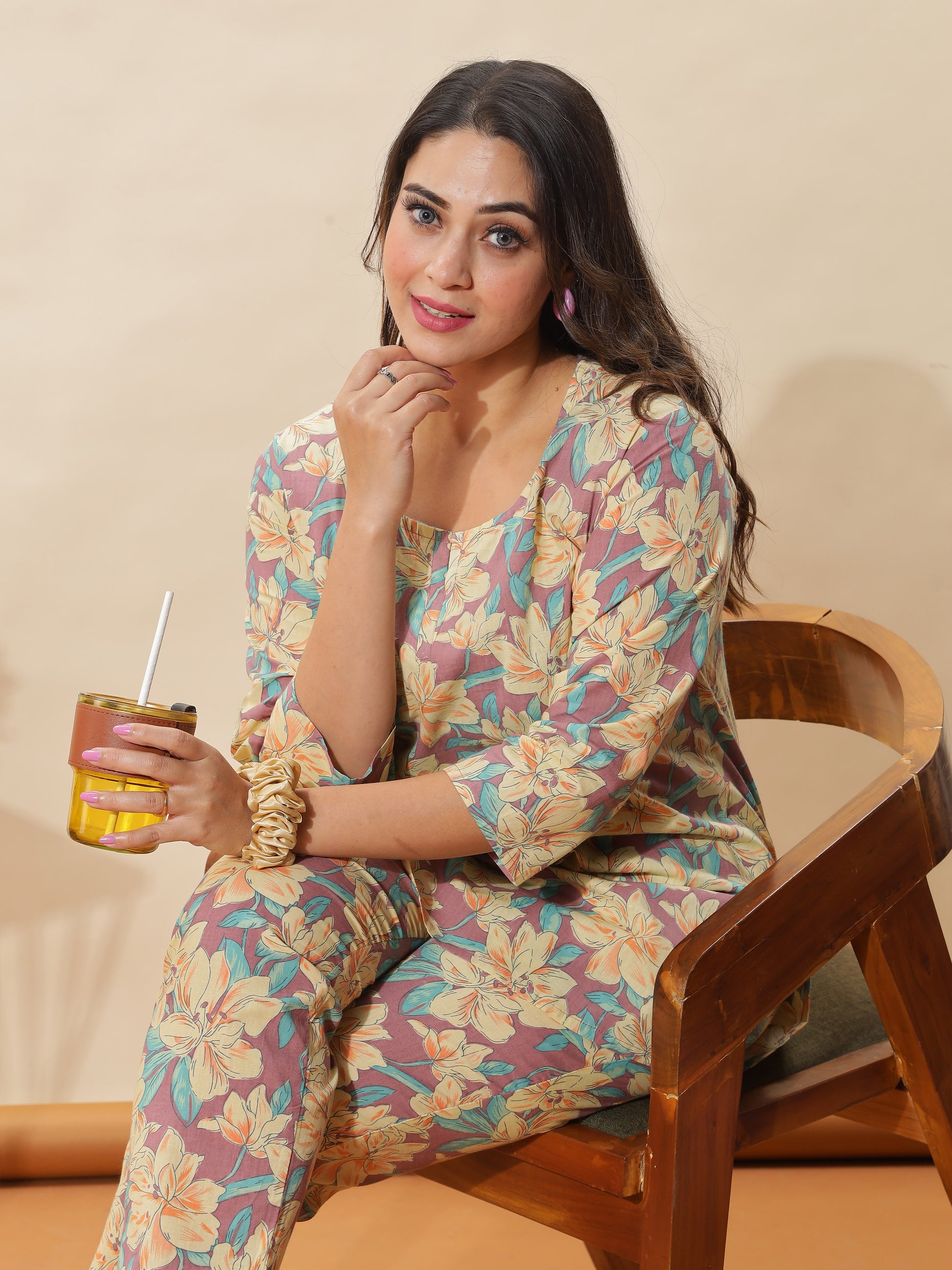 Lemon Spice Cotton Coord Set for Women
