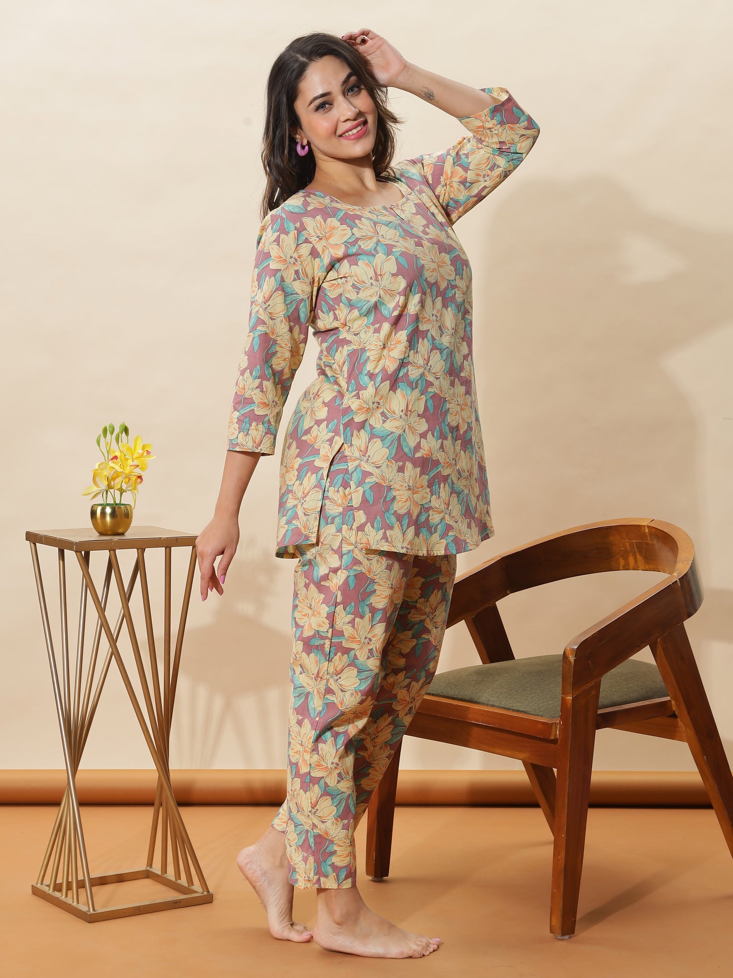 Lemon Spice Cotton Coord Set for Women