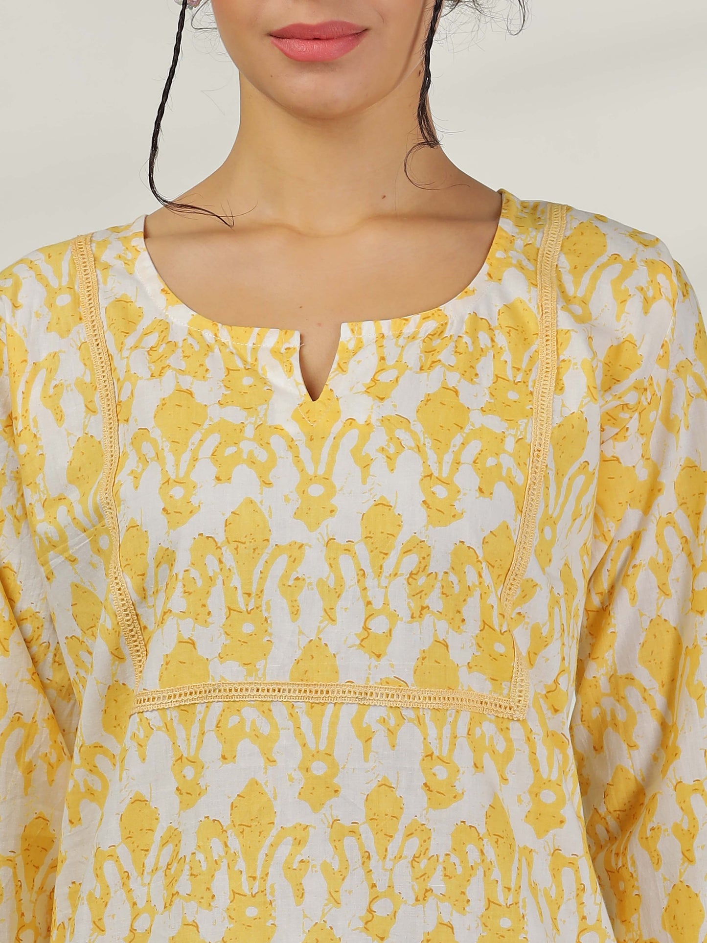Lemon Yellow Cotton Coord Set for Women