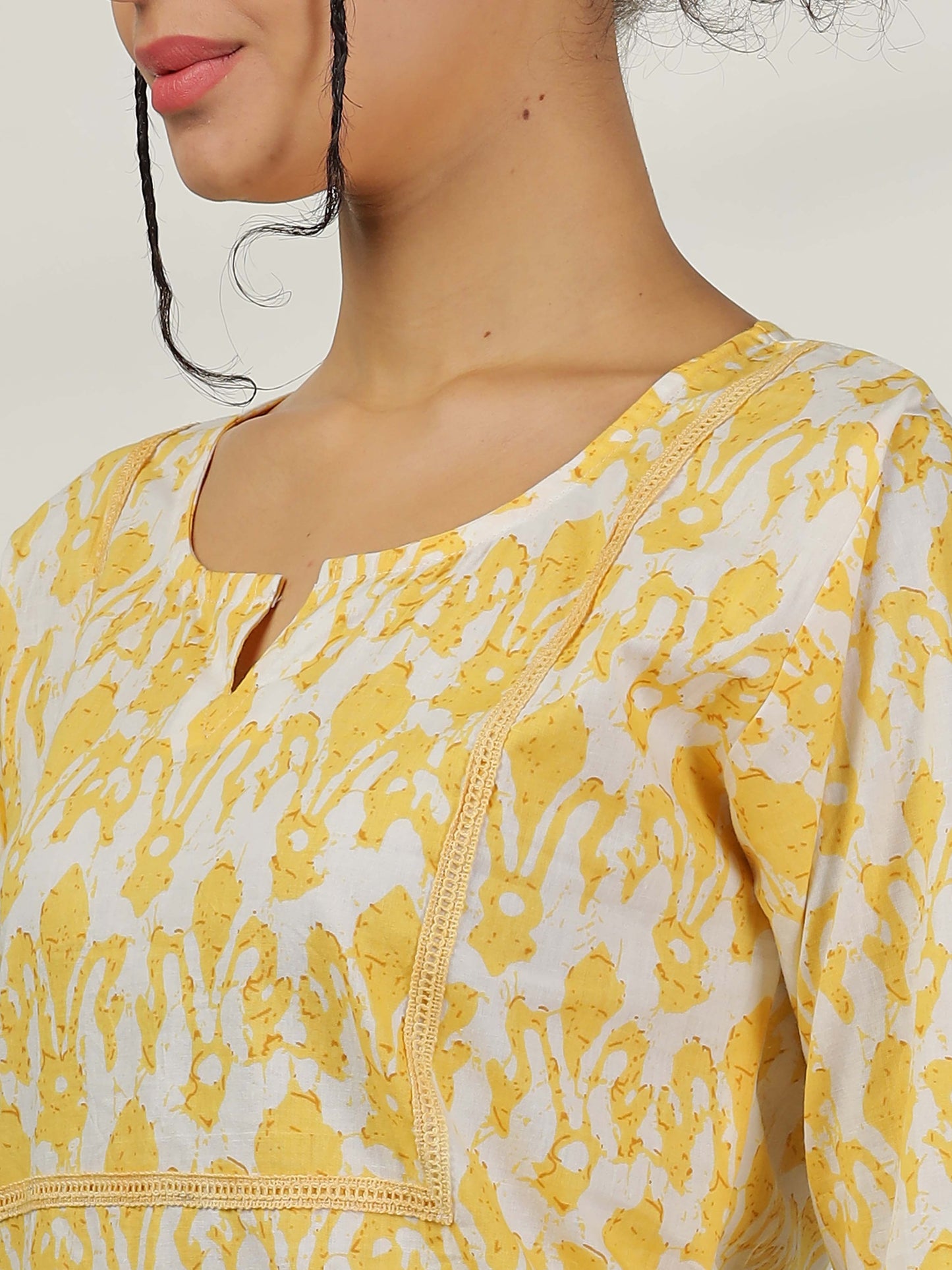 Lemon Yellow Cotton Coord Set for Women