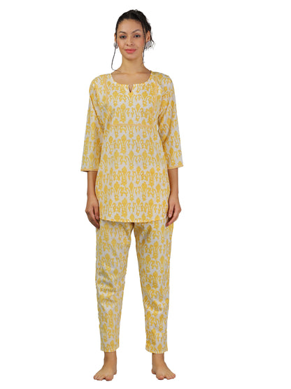 Lemon Yellow Cotton Coord Set for Women