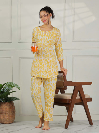 Lemon Yellow Cotton Coord Set for Women