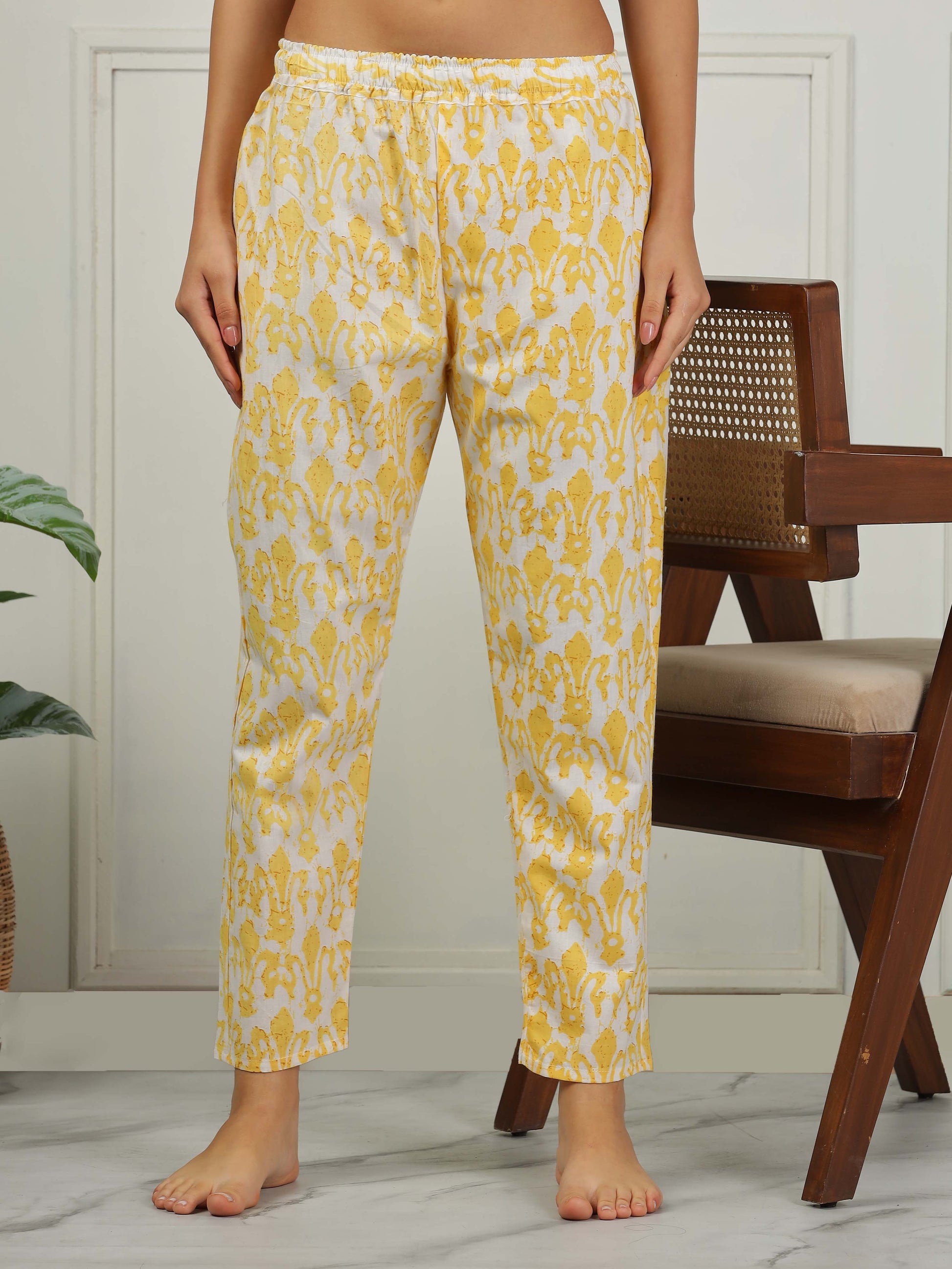Lemon Yellow Cotton Coord Set for Women