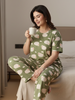 Baa Baa Olive Premium Lycra Pajama Set with Cute Sheep Print