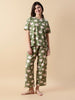 Baa Baa Olive Premium Lycra Pajama Set with Cute Sheep Print