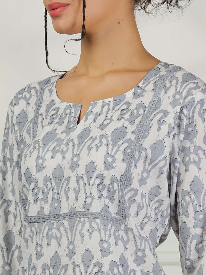 Mist Grey Cotton Coord Set for Women