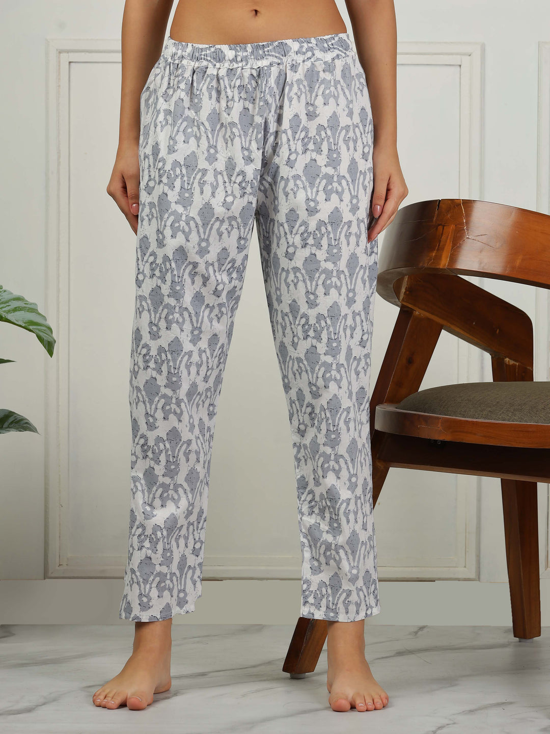 Mist Grey Cotton Coord Set for Women