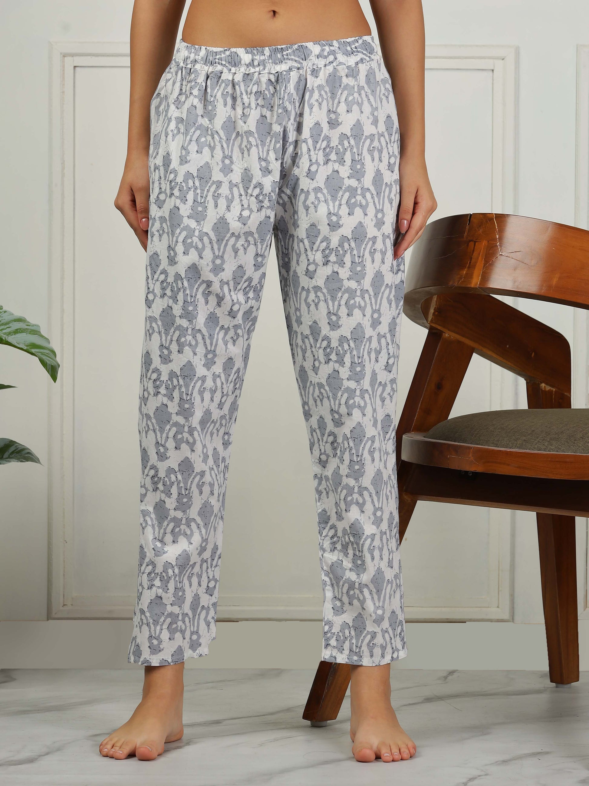 Mist Grey Cotton Coord Set for Women