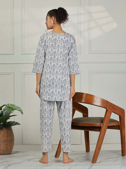 Mist Grey Cotton Coord Set for Women