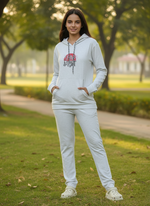 Mist Grey Winter Cotton Coord Set for Women with Cozy Hoodie and Slim Fit Bottoms