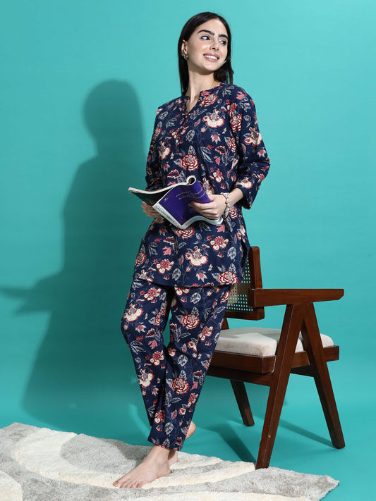 Navy Blue Premium Cotton Co-ord Set for Women