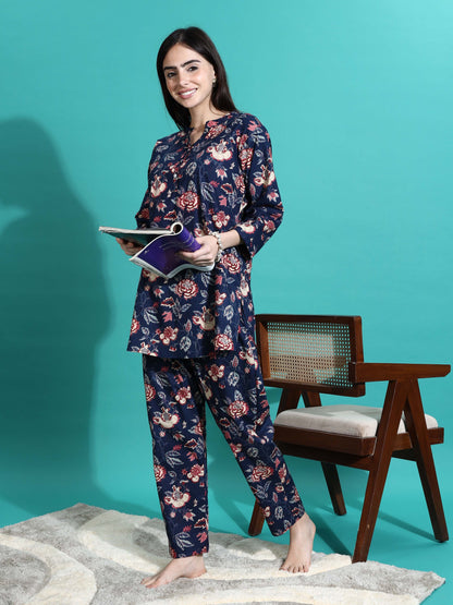 Navy Blue Premium Cotton Co-ord Set for Women