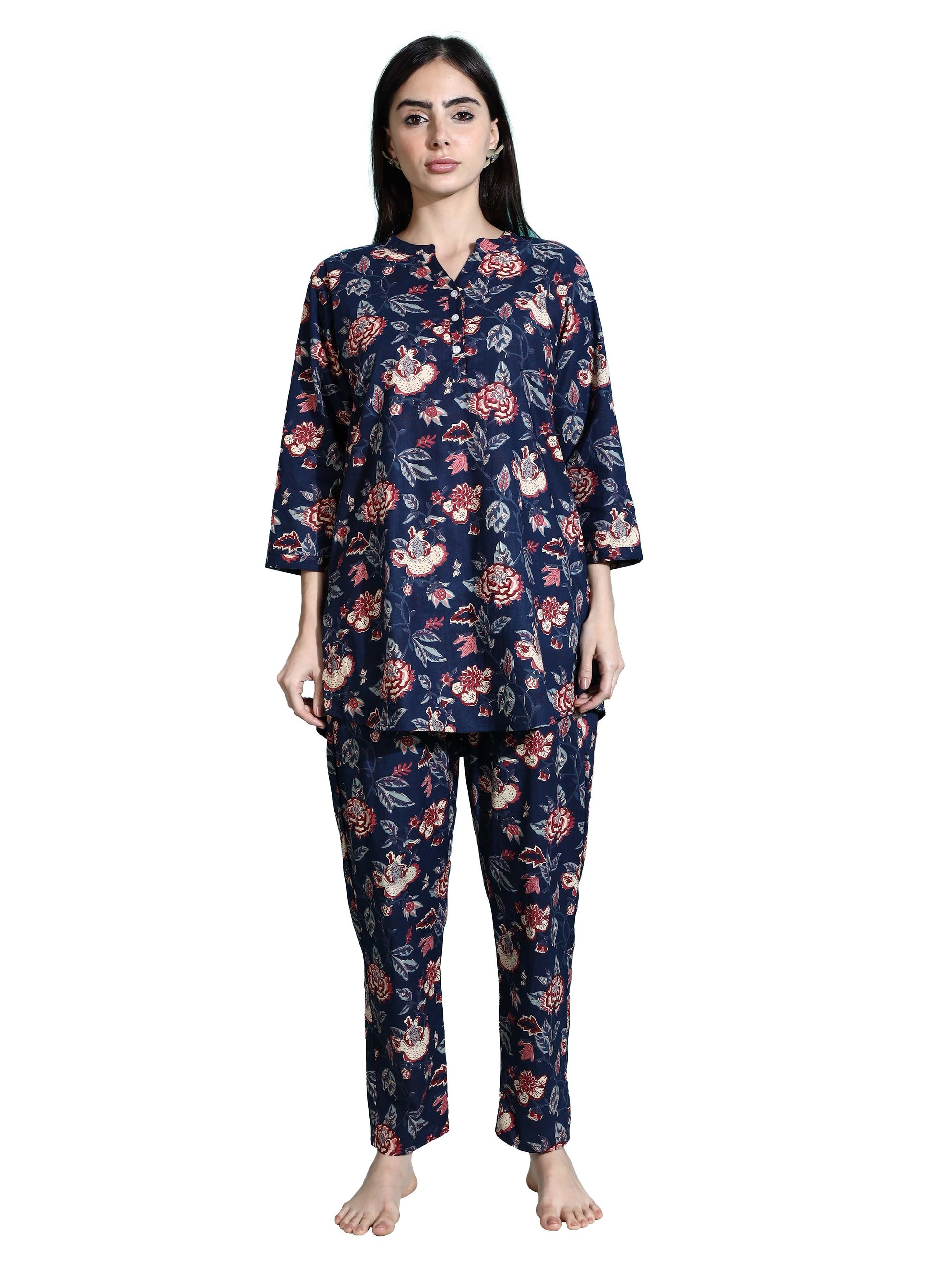 Navy Blue Premium Cotton Co-ord Set for Women