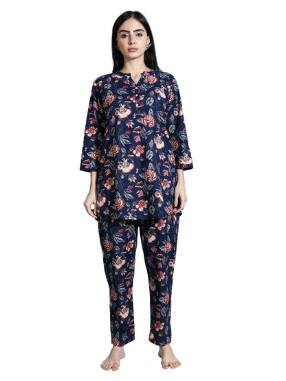 Navy Blue Premium Cotton Co-ord Set for Women