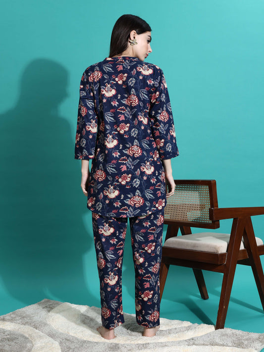 Navy Blue Premium Cotton Co-ord Set for Women