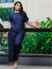 Midnight Navy Round Neck Coord Sets for Women with Relaxed Fit and Subtle Texture