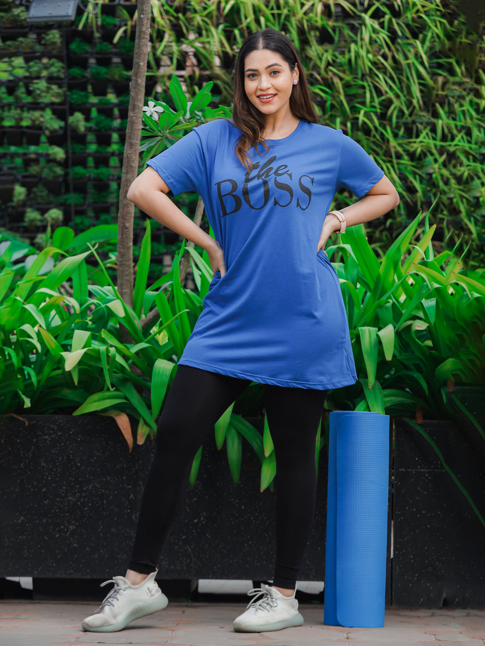 Ocean blue relaxed fit perfect yoga t-shirt for women