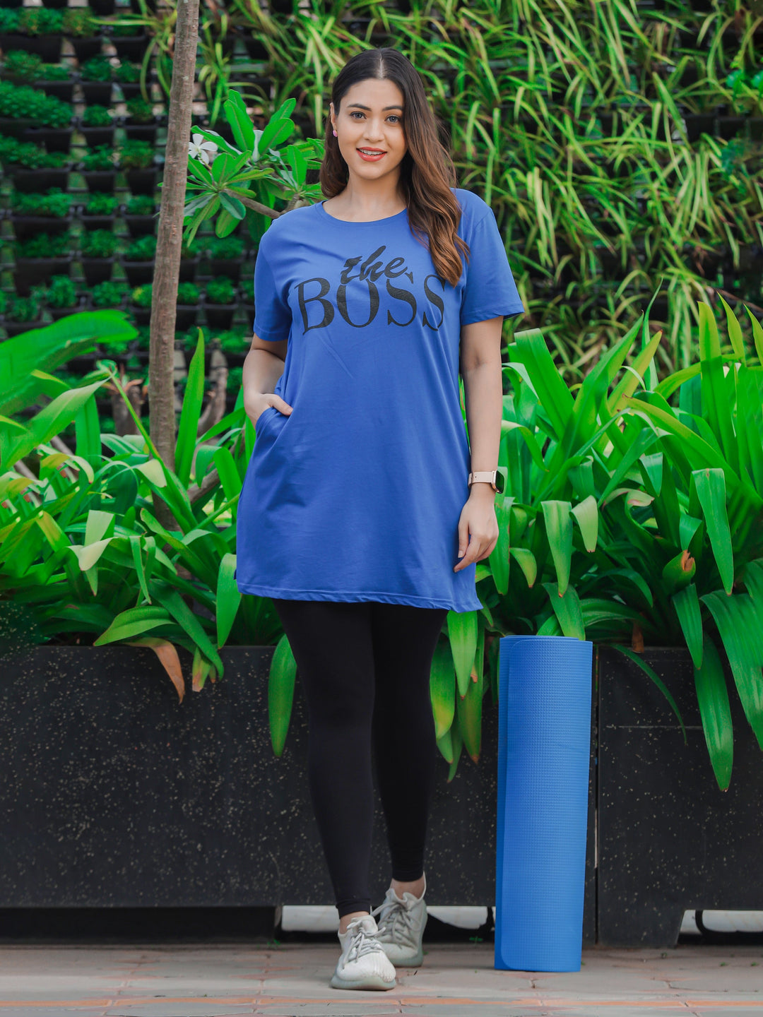 Ocean Blue Relaxed Fit Yoga T-Shirt for Women Perfect for Outings