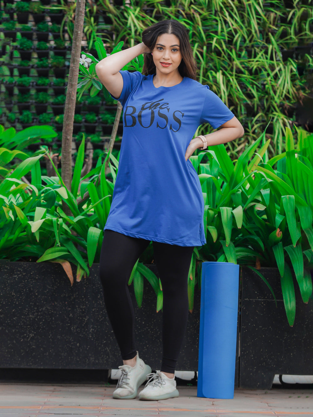 Ocean blue relaxed fit perfect yoga t-shirt for women