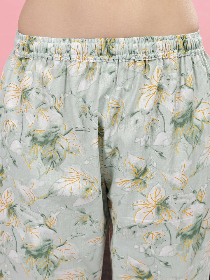 Relaxed Fit Pastel Green Pure Cotton PJ Set for Girls