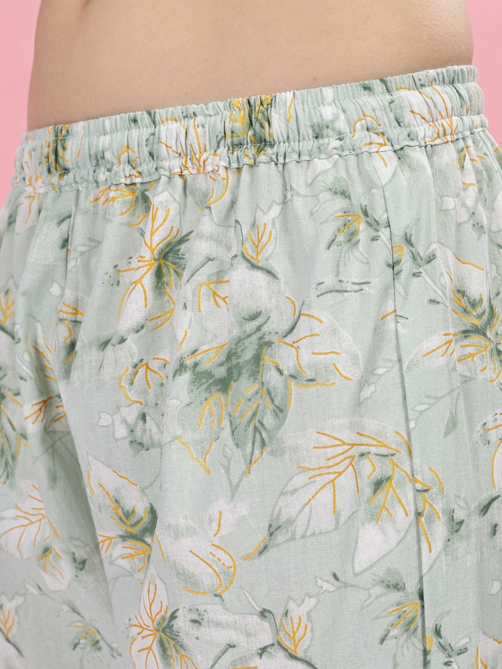 Relaxed Fit Pastel Green Pure Cotton PJ Set for Girls