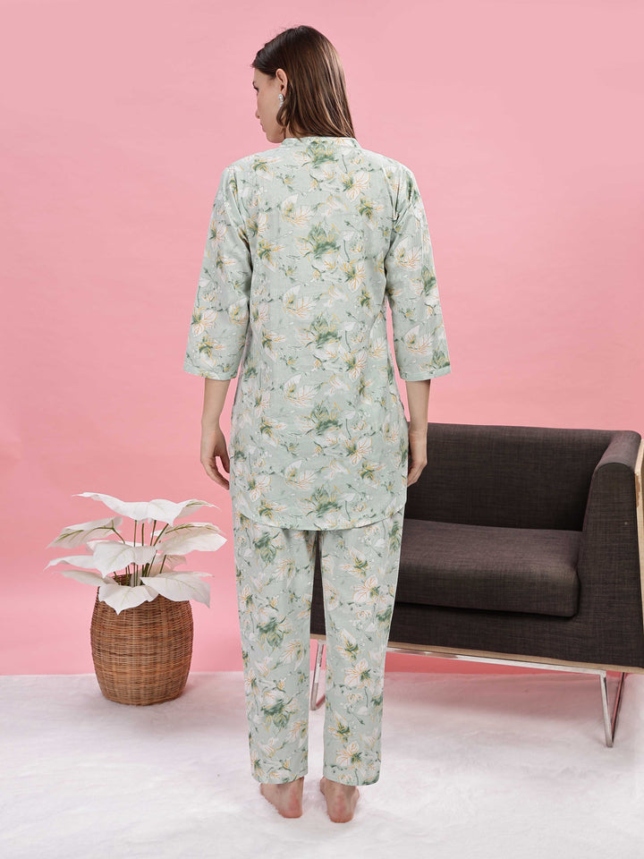 Relaxed Fit Pastel Green Pure Cotton PJ Set for Girls