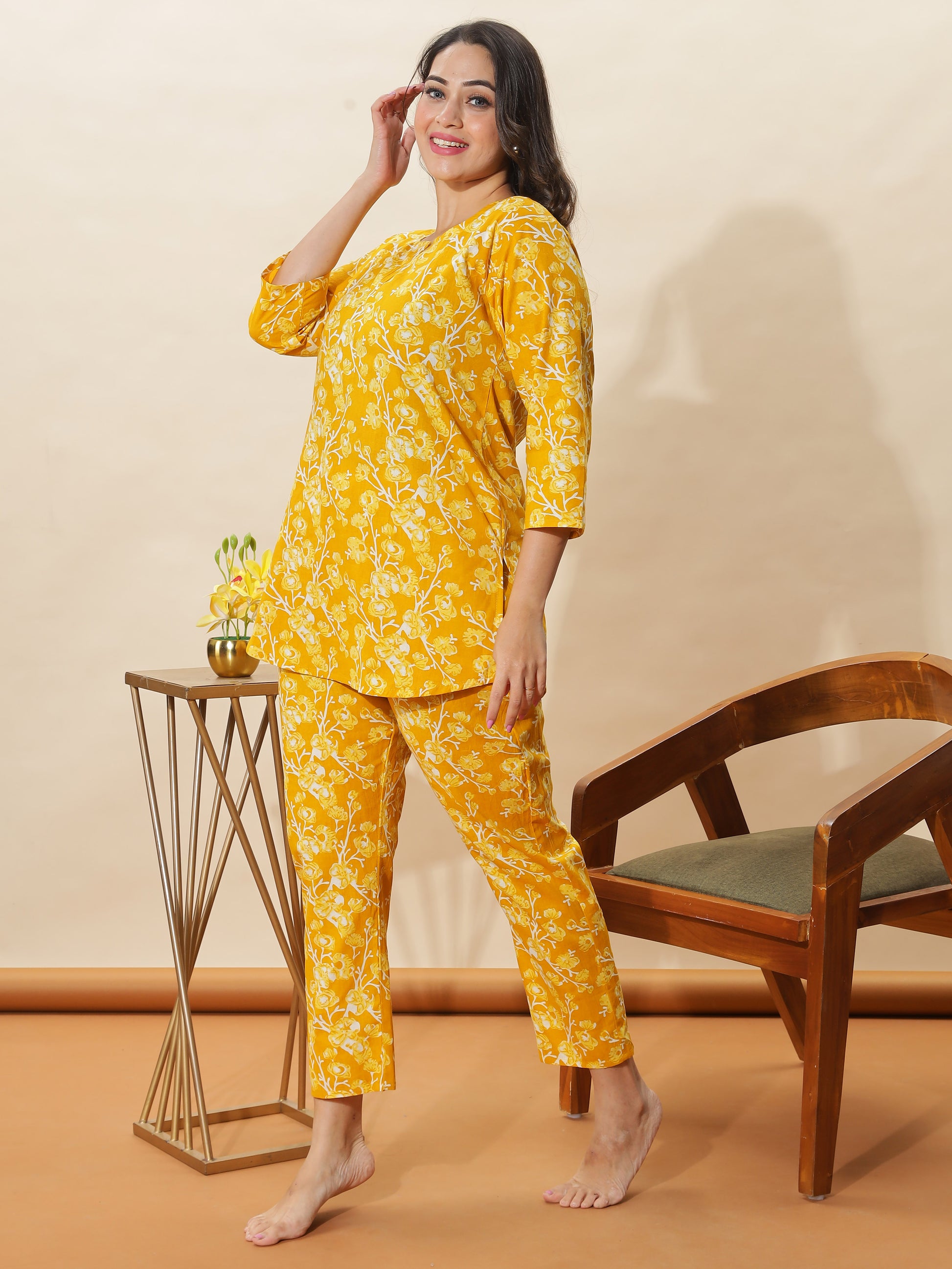 Blush Peach Branded Cotton Pajama Set for Women
