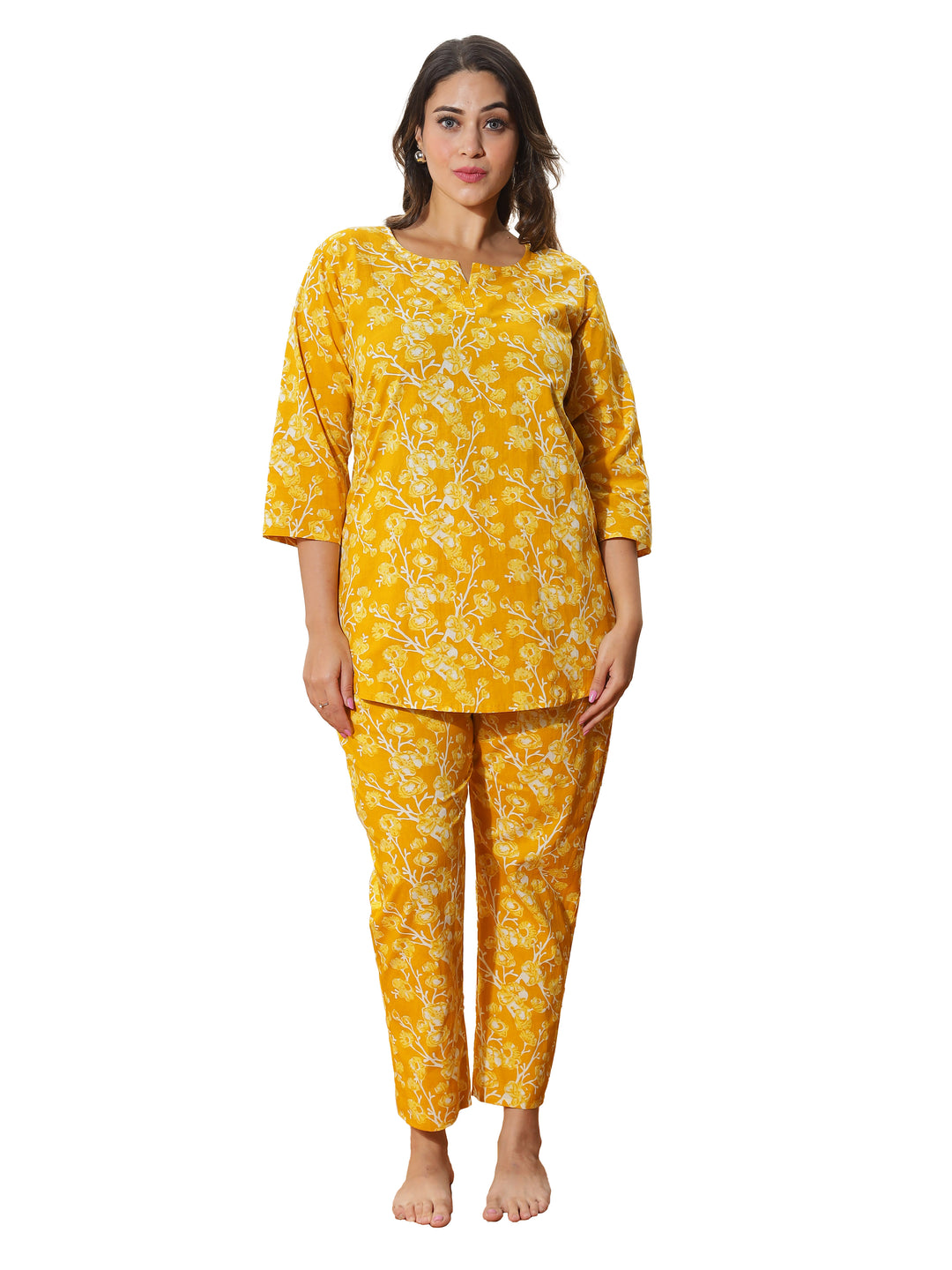 Blush Peach Branded Cotton Pajama Set for Women