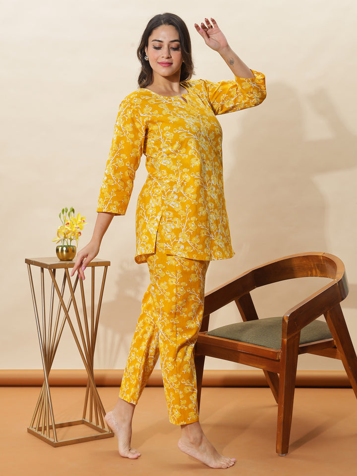 Blush Peach Branded Cotton Pajama Set for Women
