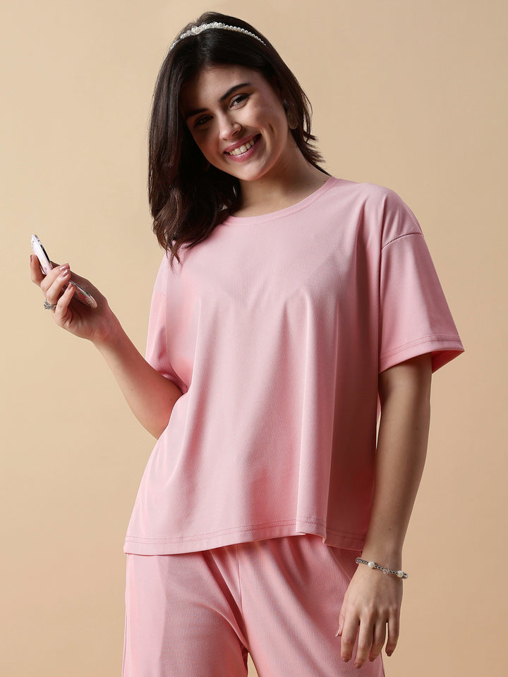 Soft Peach Summer Night Suit For Women