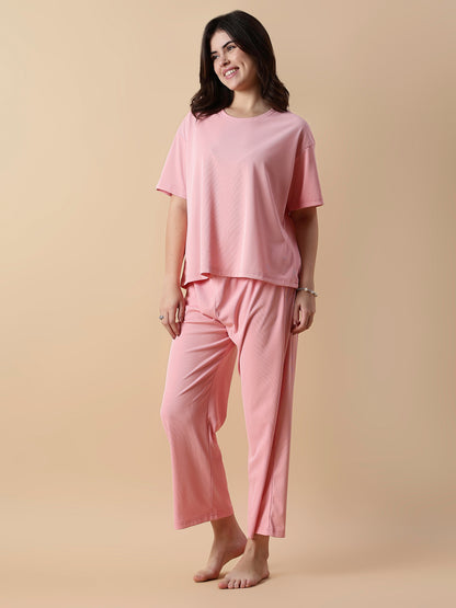 Soft Peach Summer Night Suit For Women