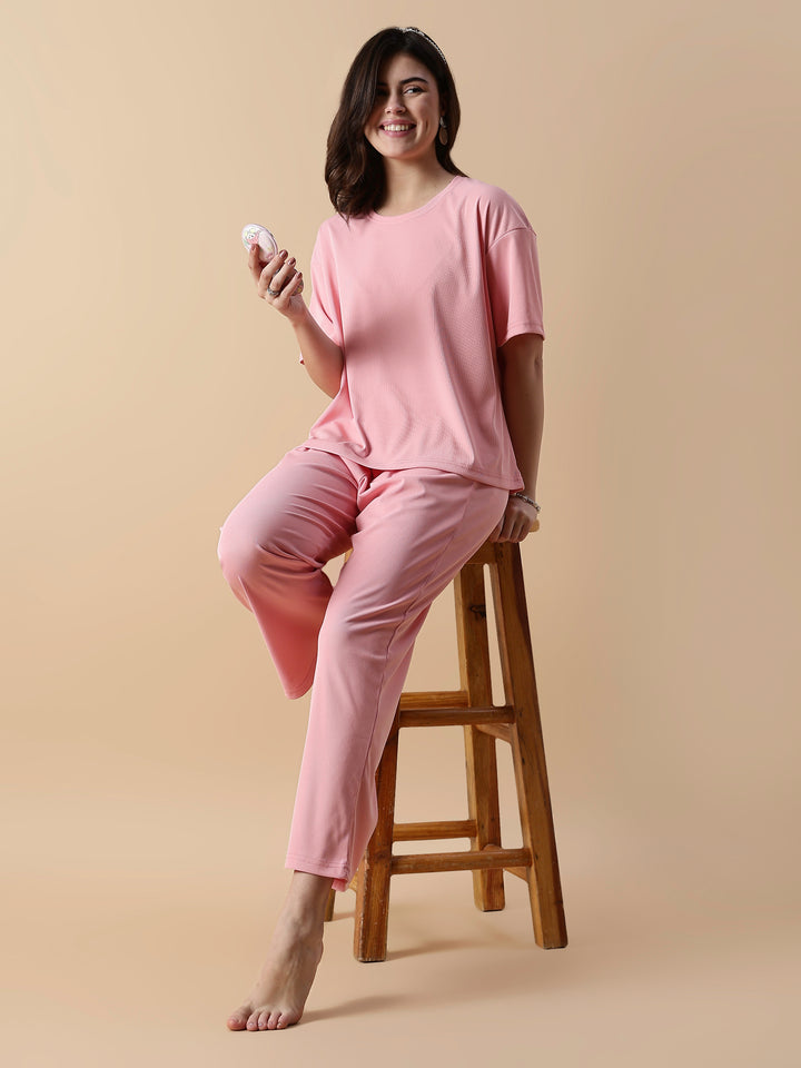Soft Peach Summer Night Suit For Women