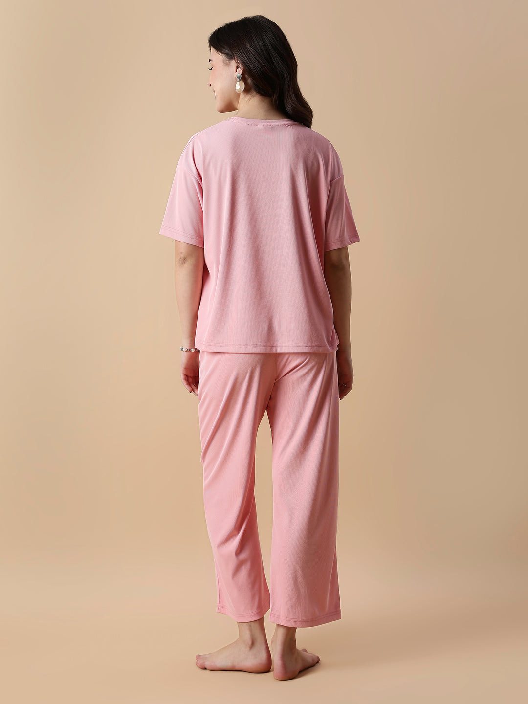 Soft Peach Summer Night Suit For Women