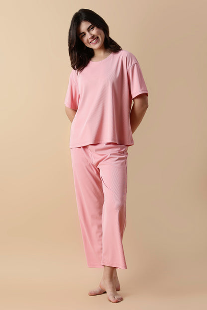 Soft Peach Summer Night Suit For Women