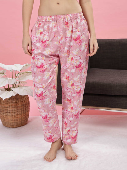 Soft Pink Cotton Night Suit for Girls 