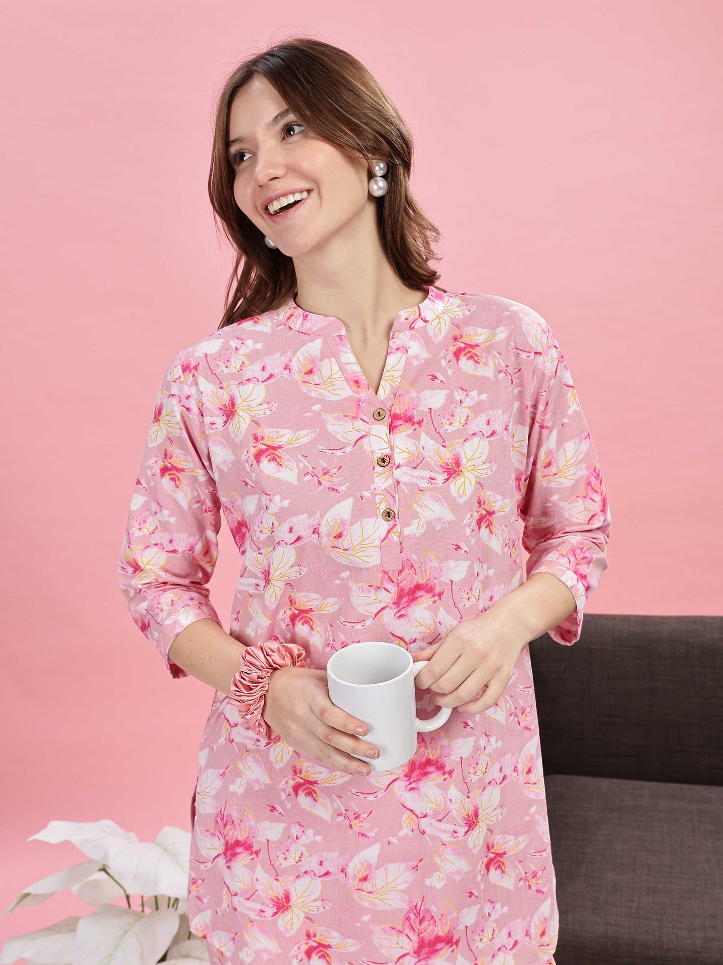 Soft Pink Cotton Night Suit for Girls 