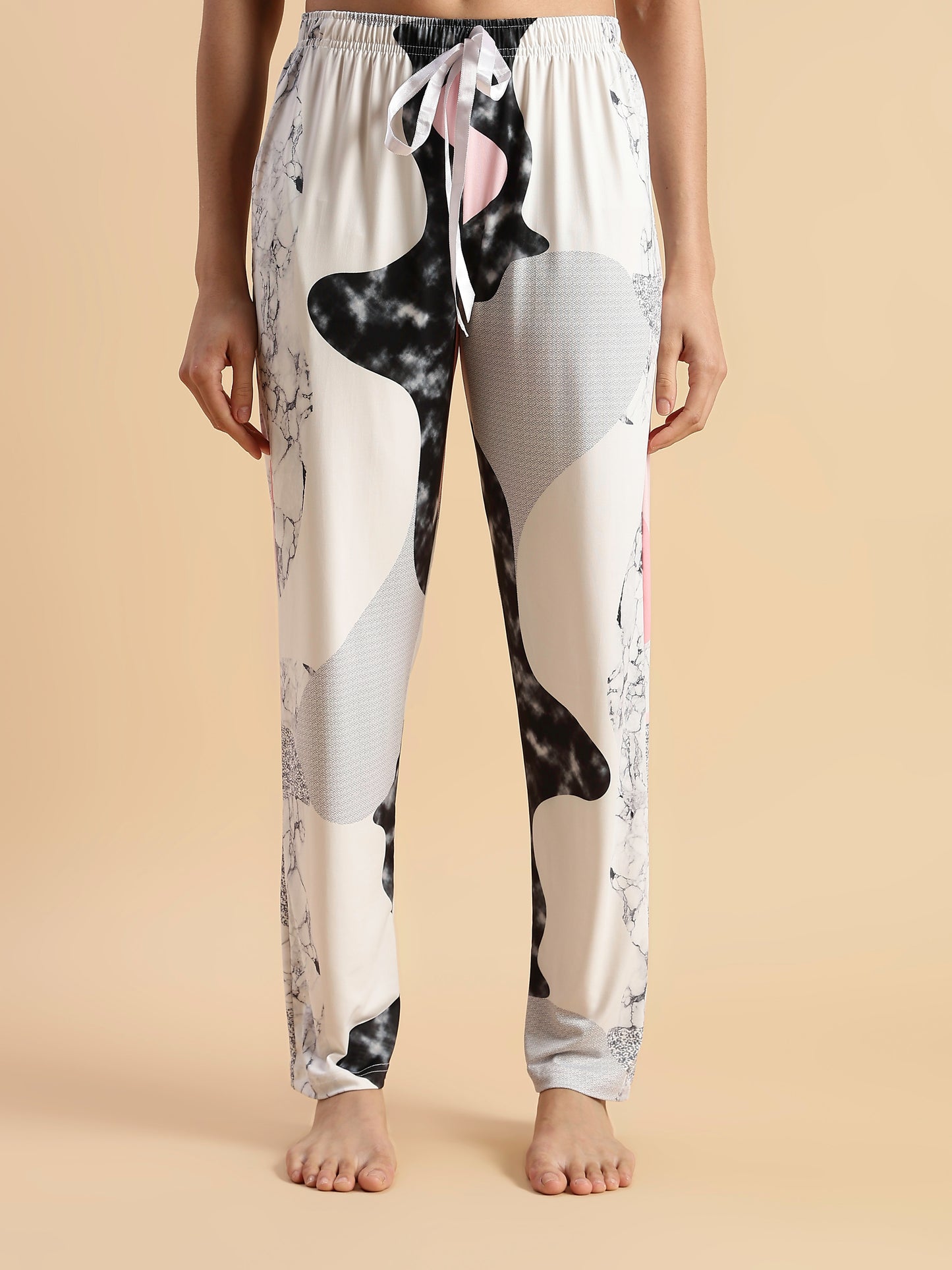 Pink Paw Puff Gloss Malai Modern Loungewear Sets For Girls