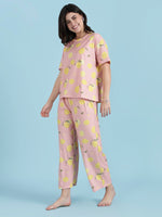 Pink Crush Lemon-Dream Pyjama Set – Premium Lycra