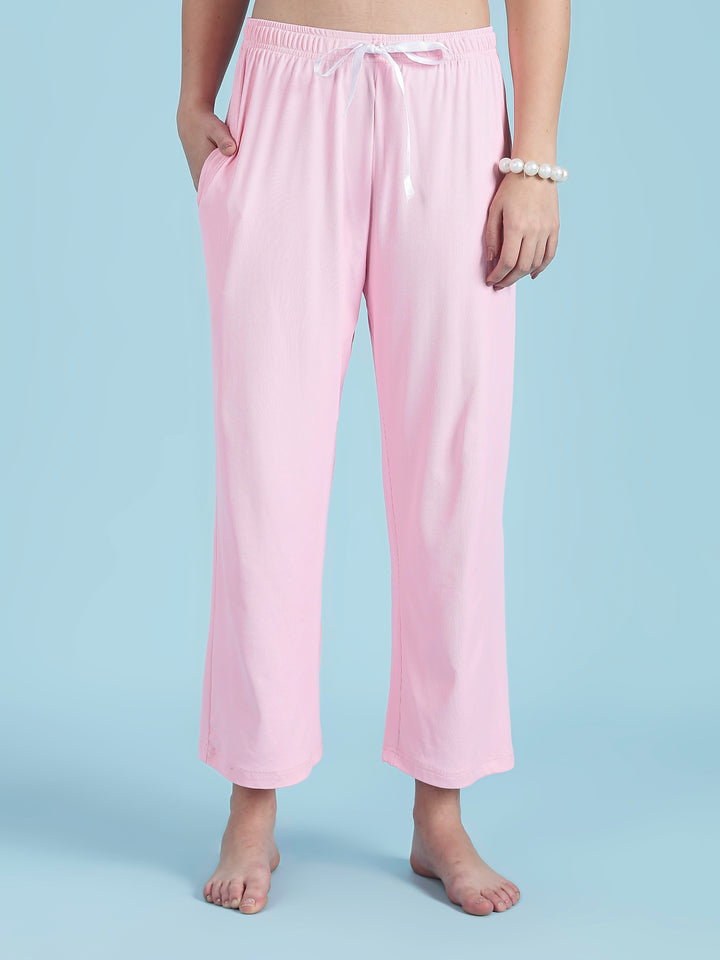 Pink Solid Pjs womens set