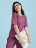 Plum Glow Rib-Soft Loungewear Set And Pajama Set