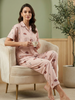 Warm Latte Hedgehog Print Soft-Lounge Set For Women