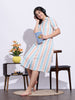 Beach Vibe Printed A-Line Short Nighty for Teens Soft Striped Dress