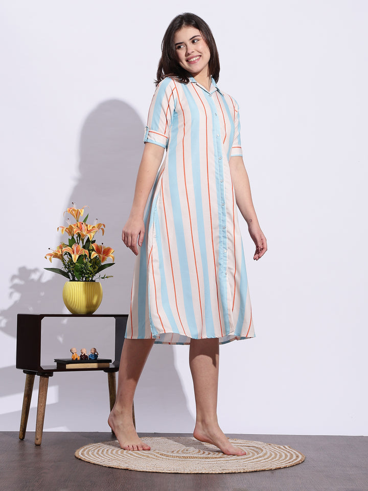 Retro Rush Printed A-Line Soft Short Nighty for Girls