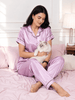 Lilac Satin Pajama Set for Women Elegant Lounge Wear