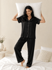 Black Satin Pyjama Set for Women