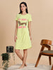 Pista Green Printed Short Nighty For Women For Summer