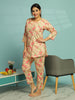 Sunset Floral Cotton Summer Night Suit for Ladies with Easy Fit for Home and Travel
