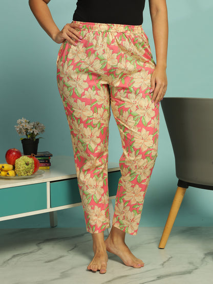 Sunset Floral Cotton Summer Night Suit for Ladies