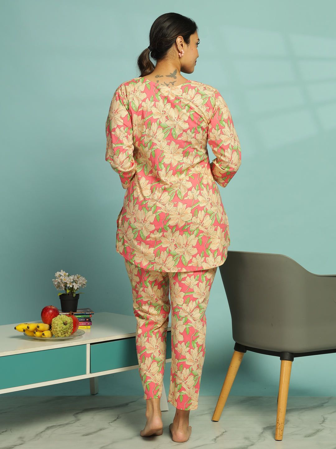 Sunset Floral Cotton Summer Night Suit for Ladies
